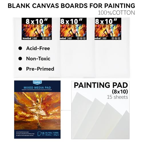koseibal Kids Acrylic Paint Set with Canvas, Art Supplies Kits for Adults - color: 18x22ml+Easel-S