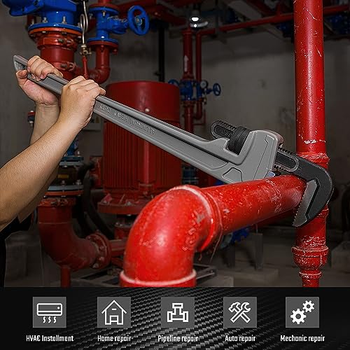 DURATECH 36-inch Aluminum Straight Pipe Wrench, Adjustable Plumbing Wrench - size: 36-inch, style: Straight