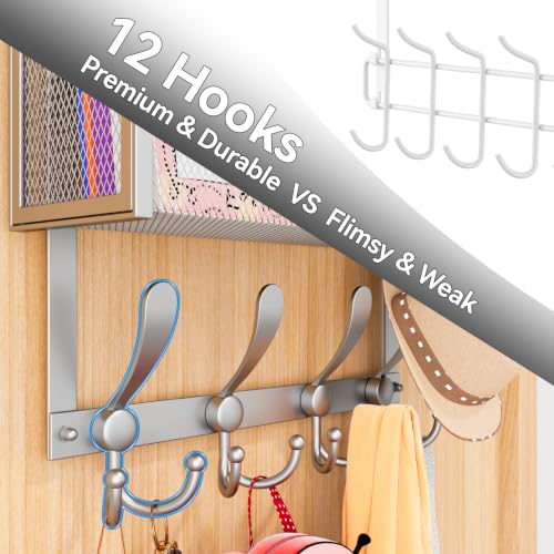 Kaiferty Over The Door Hooks Organizer, Coat Rack Over The Door Storage Hanger Towel Rack, Back of Door Storage Organizer for Bathroom,Bedroom,Kitchen,Office (Silver, 4-Tier) - color: Silver, size: 4-Tier