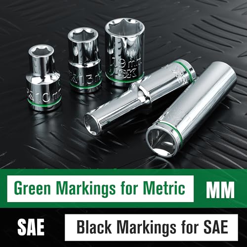 SK 1/2" Drive Socket Set, Deep Metric Sockets, 11-Piece 10-20mm - size: Deep, style: Metric