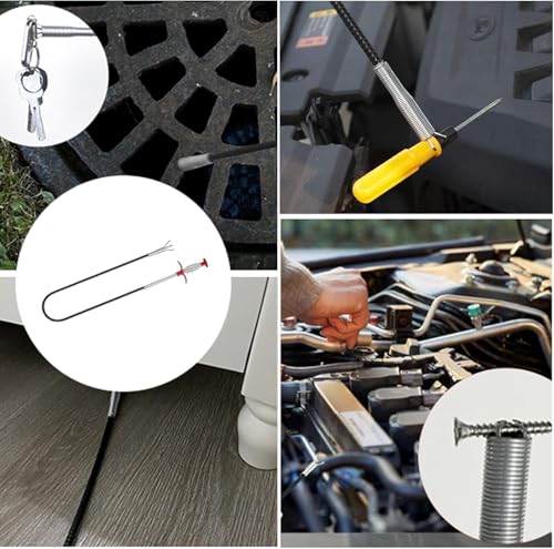 118" Flexible Grabber Claw Pick Up Reacher Tool, Drain Snake Hair Drain Clog Remover Tool with 4 Claws Bendable Hose for Litter Pick, Home and Kitchen Sink, Drains, Toilet - style: 118 IN