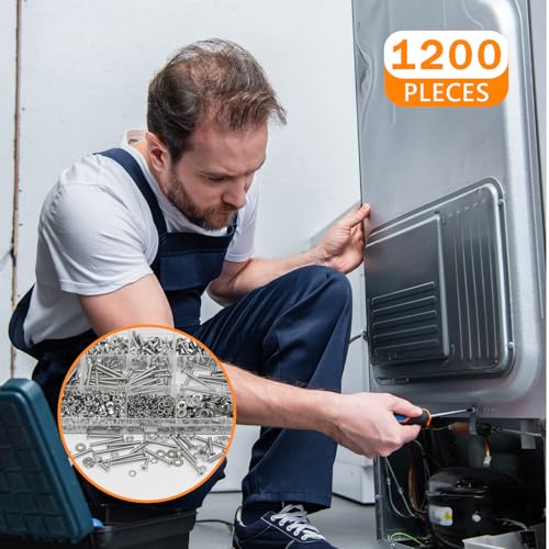 1200 Pcs Countersunk Head Hexagon Socket Screws Bolts and Nuts and Washers Assortment Kit, M3 Metric Stainless Steel Bolts and Machine Screws and Nuts and Washers Set for Home Industrial - size: M3x6/8/10/12/14/20/25/30-1200Pcs