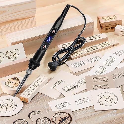 Wood Burning Kit, Wood Burning Tool with 26 Letters Copper Mold, Adjustable Temperature Professional Wood Burner Pen for Embossing Carving Soldering