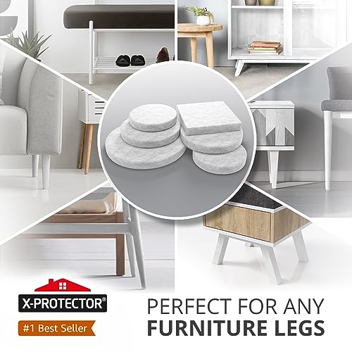 357 PCS White Felt Furniture Pads X-Protector with Many Big Sizes - size: 357 PCS White