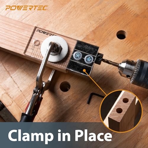 POWERTEC Complete Doweling Jig Kit w/ 1/2",3/8",1/4" Cobalt M-35 Drill Bits, Wood Dowel Jig Accessories with Depth Scale, Laser Cut Alignment Marker & Split Ring Stop Collar for Easy Alignment(71714) - style: Complete Doweling Jig Kit (1/2", 3/8", 1/4" Bi