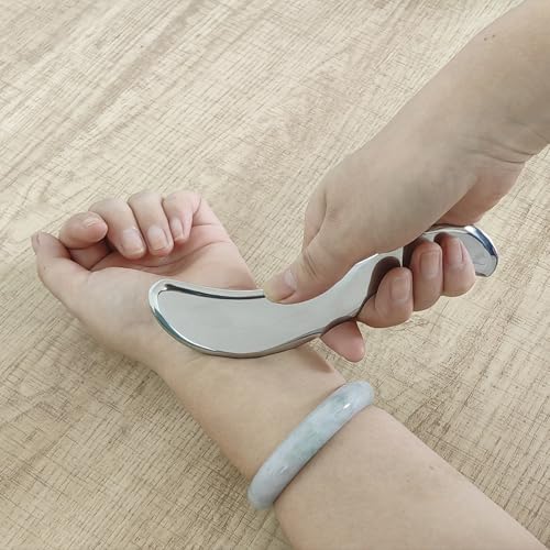 BYYDDIY 6.3 inch Non-Magnetic 304Stainless Steel Gua Sha Tool & Muscle Scraper Tool & Gua Sha Facial Tools (S.S) - style: Style: S.S