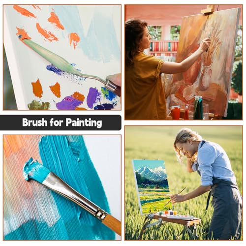 Halobios 25pcs Paint Brush Set, Professional Paint Brushes with Canvas Roll and Palette Knife, Acrylic Paintbrush Kit for Artist,Watercolor,Oil,Gouache
