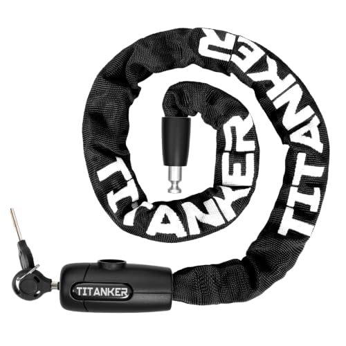 Titanker Bike Chain Lock with Keys, 3.3 Feet Security Heavy Duty Anti-Theft Bicycle Chain Locks for Bike, Motorcycle, Bicycle, Door, Gate, Fence, Grill (6mm, 8mm, 10mm Thick Chain) - color: Black-8mm Chain