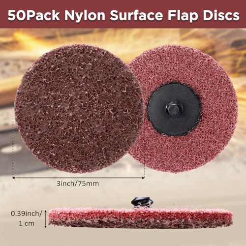 50 Pcs 3 Inch Sanding Discs Red Quick Change Sanding Discs | Nylon Surface Conditioning Grinder Wheels for Angle Grinder, Stock and Rust Removal, Grinding, Deburring - color: Red, size: 3 Inch