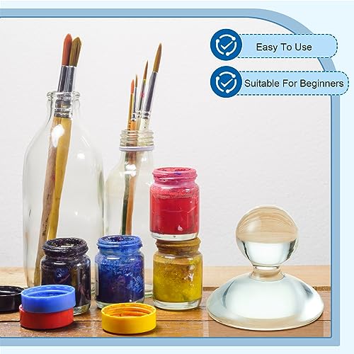Nuanchu Glass Muller for Making Paint, 2.95 in Muller Art Supplies for Artists Grinding Pestle Apparatus for Watercolor Oil Pigment Tempera Crafts Mixing Homemade Paint Tools (Round Handle)