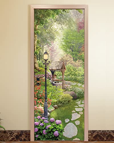 FLFK Door Decal Sticker - Scenic,Peel and Stick Mural,Combined Size 36"x80",Split into 2 Pieces - color: Mt4782, size: 36"x80"