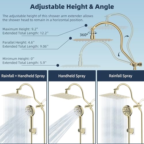 Hibbent All Metal cUPC Certified High Pressure Rainfall 10'' Shower Head - color: Polished Brass, style: Square 10''