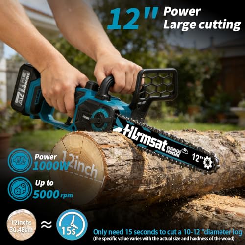 12" Brushless Cordless Electric Chainsaw with 2×4.0Ah Batteries