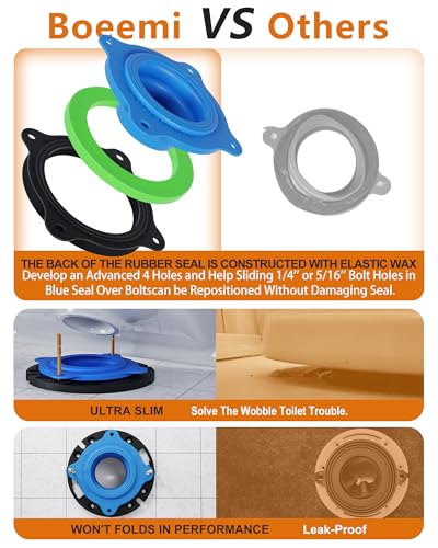 Elastic Wax Ring Toilet Flange Repair Kit for 3" & 4" Pipes, Universal Fit - style: Elastic Wax Ring Flange Kit Blue