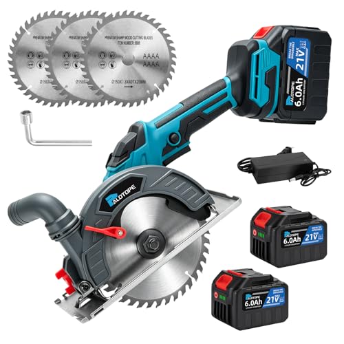 Cordless Circular Saw, 6"Brushless Circle Saw with 2x6.0Ah Battery