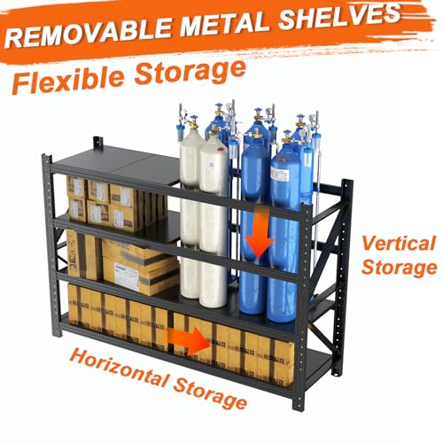 Metal Garage Shelving Unit, Heavy Duty Adjustable Industrial Storage Shelves, Steel Storage Rack for Garage, Warehouse, Basement, Black, 70.1" H x 71" W x 24" D, 1 Pack - size: 70.1"H x 71"W x 24"D
