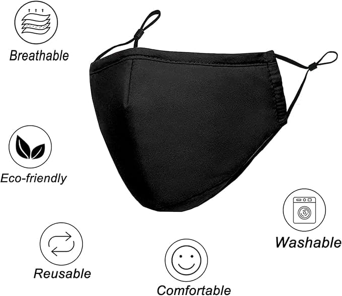 Washable Reusable Cloth Face Masks for Women Men 10 Pack - color: Black