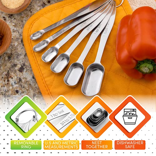 Spring Chef Nesting Stainless Steel Measuring Spoons Set of 7 with Leveler