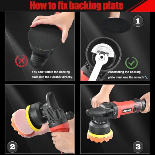 AOBEN Buffer Polisher,5 inch Dual Action Polisher,Long Orbit 16mm Random Buffer Polisher kit with 6 Variable Speed 1000-5500rpm,Detachable Handle,7 Buffing Pads for Car Detailing Polishing and Waxing - size: AT3501-C02