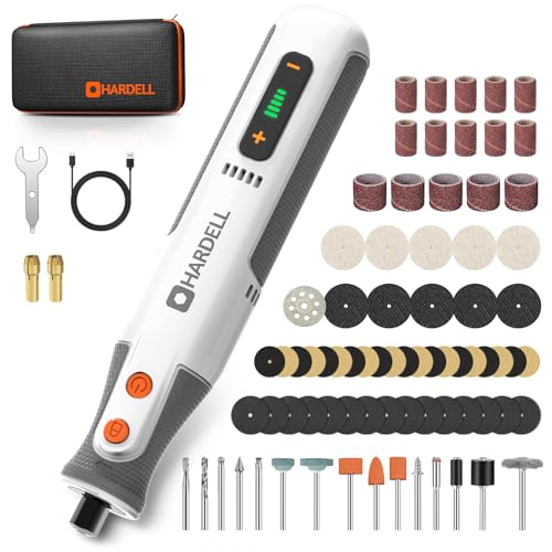 HARDELL 8V Cordless Rotary Tool Kit, 5-Speed with 80Pcs & 28000RPM, for DIY - color: White Pro