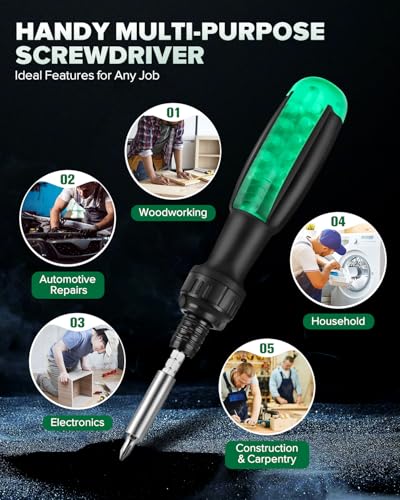 10-in-1 Precision Ratchet Screwdriver Set, Slotted/Pozi/Torx