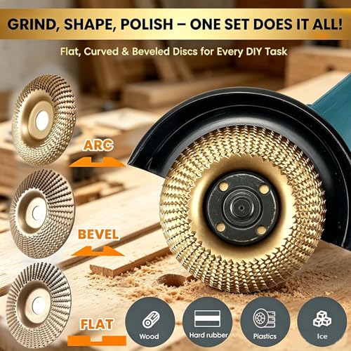 Angle Grinder Polishing Pad,Tungsten Carbide Wood Grinding Disc,Wood Grinding Carving Disc for 4-1/2 Angle Grinder,for Wood Sanding Polishing and Surface Finishing (21pcs Set) - color: 21pcs Set