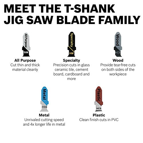 BOSCH T367XHM1 5-7 TPI Carbide Edge T-Shank Jig Saw Blades for All Purpose (1 Piece), 5-3/16" (Pack of 2) - size: 5-3/16" 5-7 TPI Carbide Edge - 2 pcs, style: Industrial