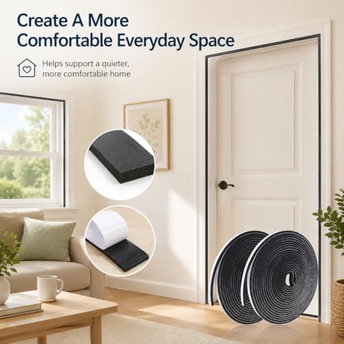 Thin Weather Stripping Foam Tape for Door & Window Seal | 1/8 Inch Thick Self Adhesive Foam Strip for Narrow Gaps, Draft Blocking, Noise Reduction & Vibration Cushioning - size: 1/4in x 1/8in x 32.8FT