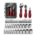 ironcube 53-Piece Socket Ratchet Wrench Set, with 20-In-1 Ratcheting Screwdriver & 2-in-1 Adjustable Wrench for Garage, Auto Repair, Household Backyard & College Dorm