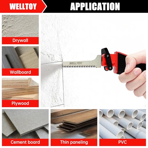 3-in-1 Multi Blades Hand Saw,18 TPI Bi-Metal blade,Drywall Saw with TPR Handle,Blade Quick-Change Mechanism for Cutting Drywall, Sheetrock, Wood, Metal, Plastic and Plywood. - size: 3 in 1