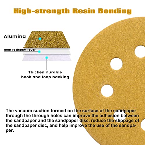 100PCS 5 Inch Sanding Discs 100 Grit Random Orbit Sander Sandpaper | Premium Gold Orbital Sander Pads，Hook and Loop Sand Paper Sander discs,Sanding Pads for Metal,Car,Wood - style: Advanced Aluminum Oxide