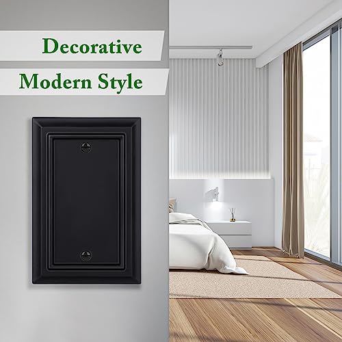 Matte Black Decorative Outlet Covers Wall Plates, Bamboo Fiber Light Switch Covers, Natural Material Electric Receptacle Switch Plate Outlet Cover of various styles (1 Gang Blank 4 Pack) - size: 1 Gang Blank 4 Pack