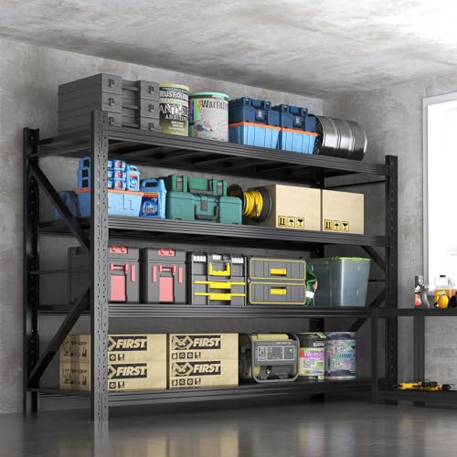 Metal Garage Shelving Unit, Heavy Duty Adjustable Industrial Storage Shelves, Steel Storage Rack for Garage, Warehouse, Basement, Black, 64.6" H x 67" W x 21.7" D, 1 Pack - size: 64.6"H x 67"W x 21.7"D