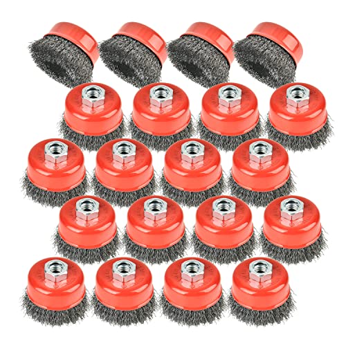 A A IN 20 Pack 3 Inch Crimped Wire Cup Brush for Angle Grinder - size: 20 pack, style: 3 Inch Crimped Wire Brush