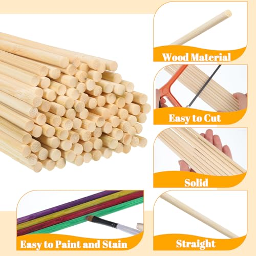 150 Dowel Rods, 1/4 X 12 Inch Wooden Craft Sticks - size: 1/4 x 12 Inch(150 PCS)