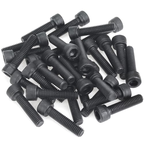 35 Pieces M6 x 25mm Socket Head Cap Screws, Thread Pitch 1.0mm, Sutemribor M6 Black Screws, 12.9 Grade Alloy Steel, Black Oxide Finish, Fully Threaded - size: M6 x 25mm, style: Socket Head