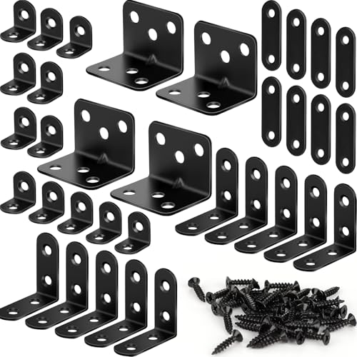 34 Pack L Bracket Corner Brace Kit, 4 Sizes Stainless Steel Corner Bracket - size: 34 Pack-4 Sizes
