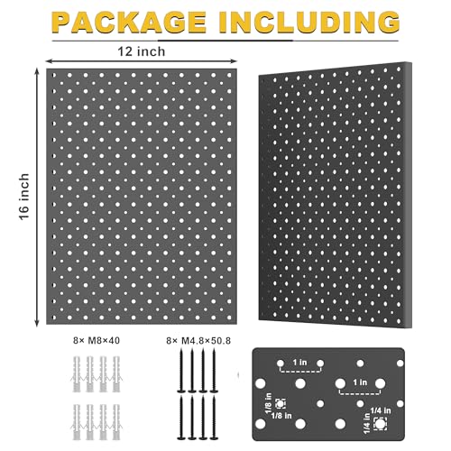 Ultrawall Metal Pegboard Panels, Pegboard Wall Organizer, Black Peg Boards - color: Black, size: 16x12"- 2 Pcs