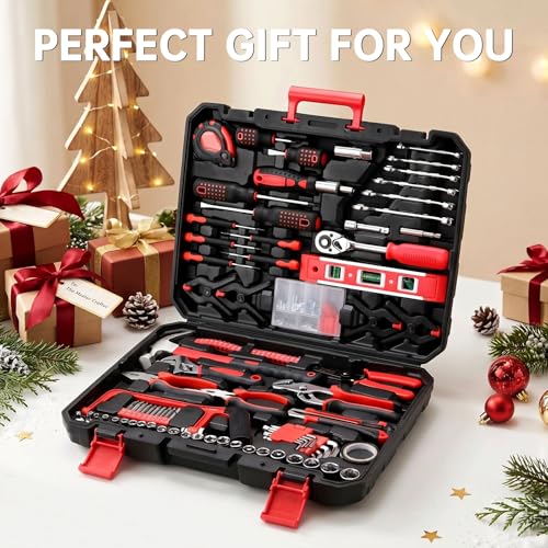 TLGREEN 198 Piece Tool Set, Tool Kit for Home,Basic Tools with Tool Box, Screwdrivers,Socket Adaptor,Adjustable Wrench,Pliers, Household Hand Tool Set for Car,Truck,Bicycle, Home, Dorm, Garage