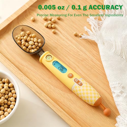 Plaid Digital Measuring Spoon Rechargeable High Precision LCD Scale 18oz - color: Yellow