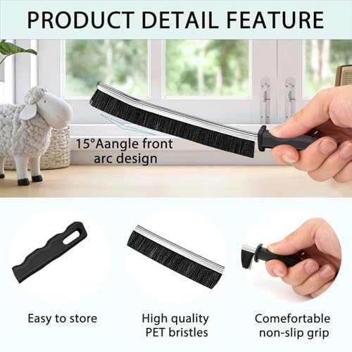 Crevice Cleaning Brush Set, Hard Bristle Gap Scrubber Tools for Bathroom Grout, Window Tracks & Shower Doors, Deep Cleaning Home Essentials & Practical Housewarming Gifts 12-Pack - color: Black