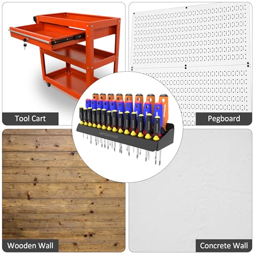 UNITEDPOWER Screwdriver Holder, Wall Mount Storage Rack Organizer for Workshop, Shed, Garage, Home, Stores up to 32 Screwdrivers or Small Tools - style: Screwdriver Holder