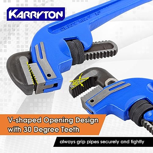8 Inch End Pipe Wrench, Jaw Opening 1.5"/38mm Adjustable Cast Iron offset Handle Plumbing Wrench, Perfect Plumbers Tool for Oil Field, Plumbing, Auto Repair, Construction and Mechanics - size: 8-IN, style: End