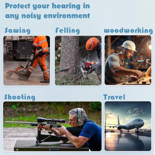Ear Muffs For Noise Reduction Cancelling SNR 33dB Hearing Protection Headphones Earmuffs Shooting Gun Range Mowing Ultimate Comfort Design High Blocking