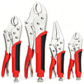 FASTPRO 4-Piece Locking Pliers Set with Heavy Duty Grip, Red - color: Red