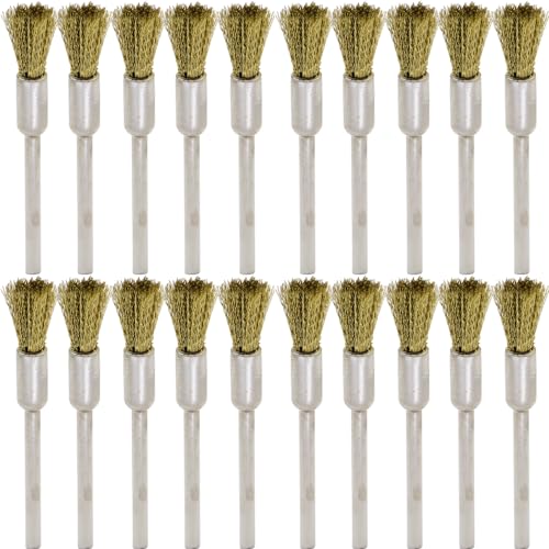 20PCS Brass Wire Brushes - Metal Rust Removal, Cleaning, and Polishing - 6mm Diameter, 1/8″ (3mm) Shaft - Removes Burrs, Dust, and Oxide Layer - Handles Rough Surfaces - Rotary Tool Accessories - style: Brass Wire Brush 3*6mm 20PCS