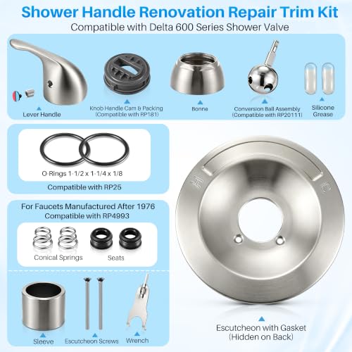 Shower Trim Kit Compatible with Delta RP54870, Lever, Brushed Nickel - color: Brushed Nickel