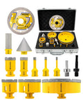 HIGHDRIL 13Pcs Tile Hole Saw Kit for Porcelain Ceramic Marble Stone - size: Kit 2 Thread