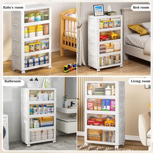 YFXCVSL 4 Tier Plastic Storage Bins with Lid 36QT, Stackable Storage Bins - size: 4-Tier 36QT