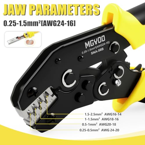 Wire Crimping Tool Open Barrel Terminals Ratchet Wire Crimper for Molex Style Deutsch Pin DELPHI AMP Dupont JST TYCO Connectors 24-14 AWG